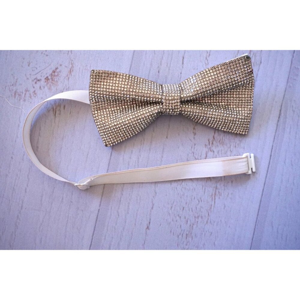 Handmade Silver Pre-Tied Crystal Rhinestones Bow Tie - Picture 9 of 9
